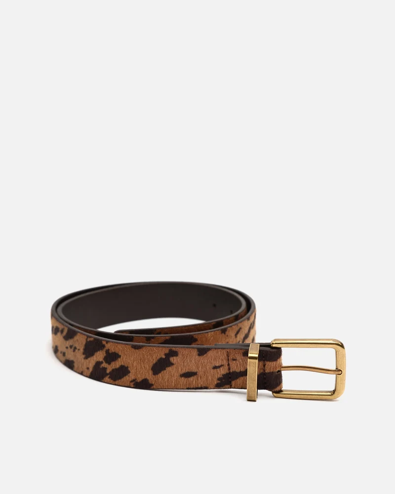 Calisa cinturón con hebilla cuadrada y estampado animal print
