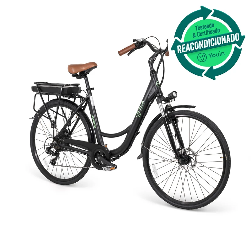 Bicicleta eléctrica urbana Youin Los Angeles negra 28" - COMO NUEVO