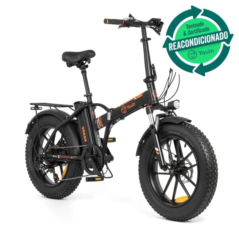 Bicicleta eléctrica Fat Bike plegable Youin Texas Negro/Naranja - COMO NUEVO