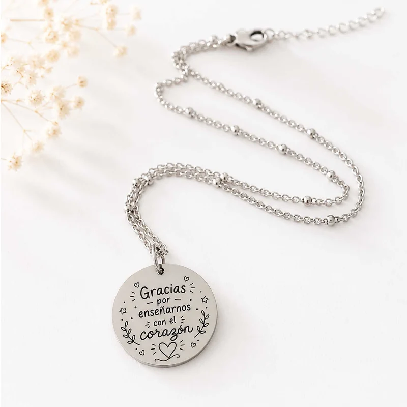 Colgante Enseñar con el corazón | Colgantes personalizados profes
