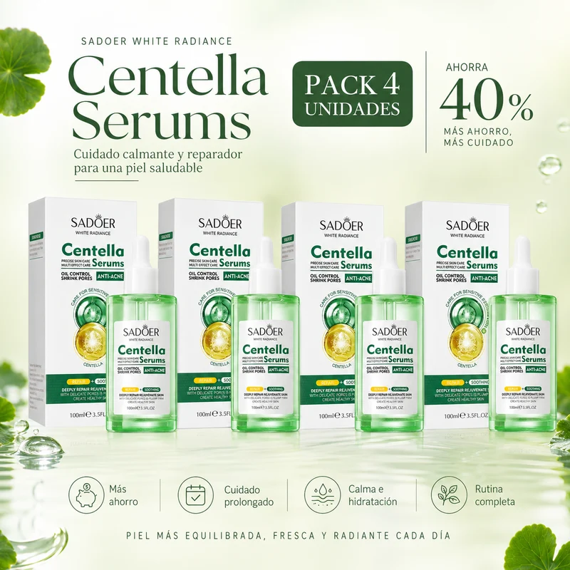 Sérum de Centella Asiática 100 ml con Vitamina B5, Ácido Hialurónico y Alantoína | Hidratación, Calma, Poros Visibles y Barrera Cutánea