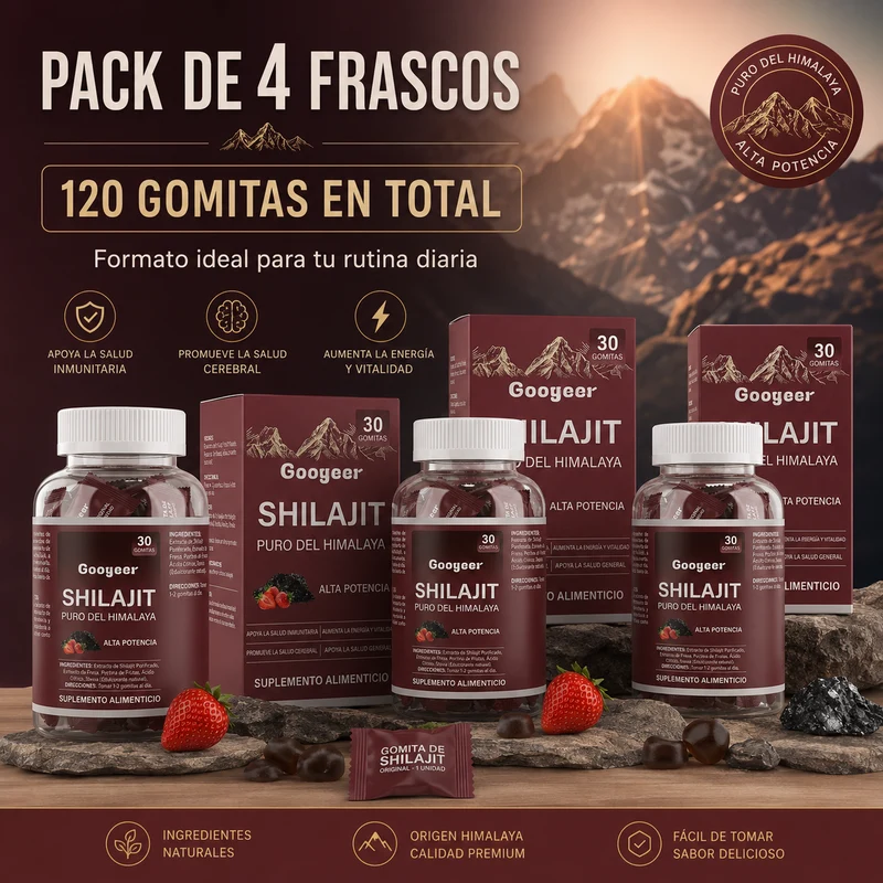 Gomitas de Shilajit Puro del Himalaya Googeer – Alta Potencia para Energía, Vitalidad, Enfoque Mental y Bienestar Diario | 30 Gomitas