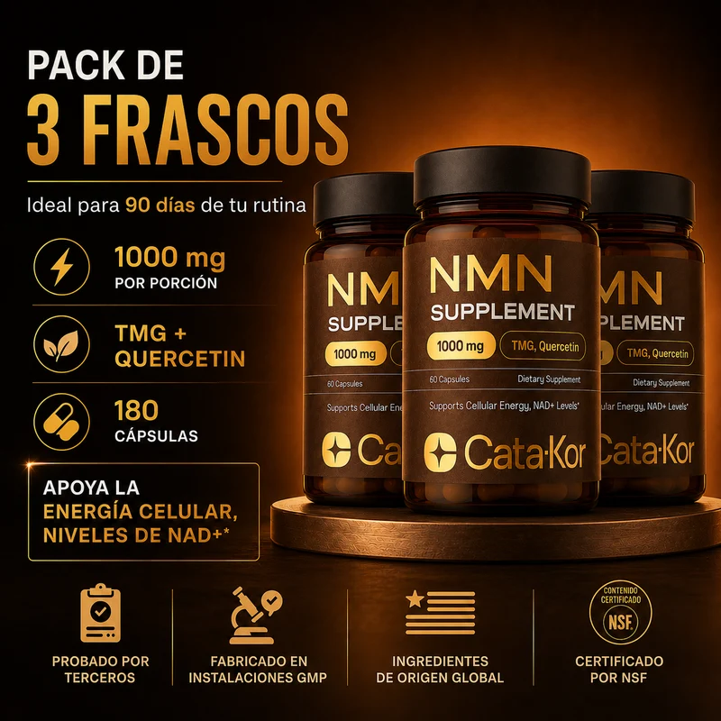 Cata-Kor NMN Supplement con Quercetina, TMG y Resveratrol – Apoyo a la Energía Celular y Niveles de NAD+