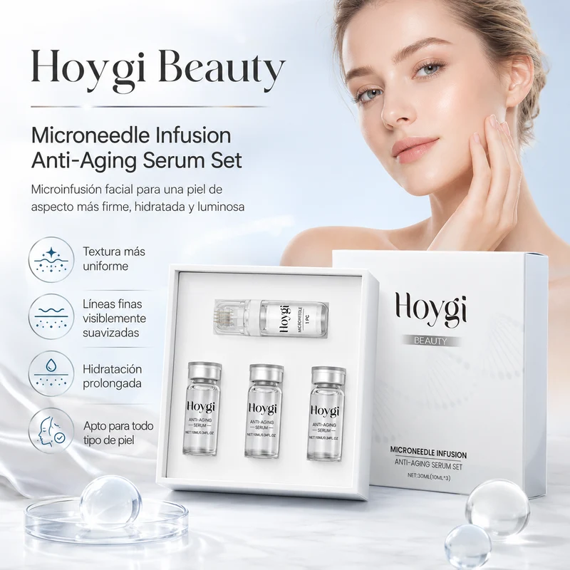 Set de Sérum Antiedad Hoygi Microneedle Infusion - Sistema Facial de Microinfusión Antiedad para Hidratación, Firmeza y Líneas Finas