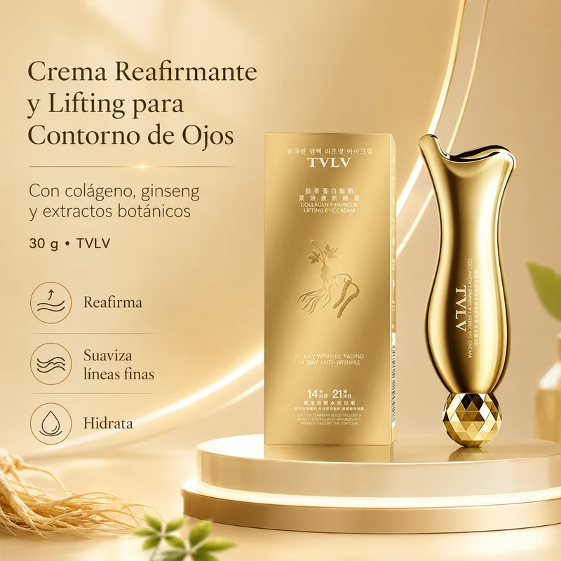 Crema Reafirmante y Lifting para Contorno de Ojos con Colágeno, Ginseng y Extractos Botánicos — 30 g