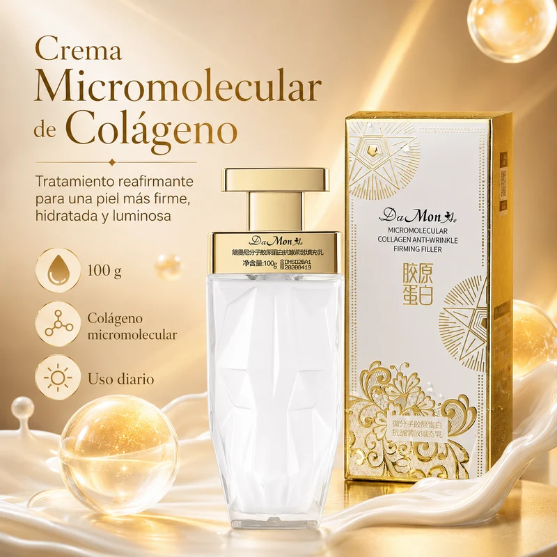Crema Facial DaMonAe con Colágeno Micromolecular 100g | Antiarrugas, Reafirmante e Hidratante Intensiva