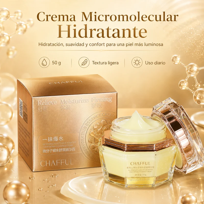Crema Facial Micromolecular Lock in Water 50g | Hidratante, Calmante y Suavizante para Piel Seca