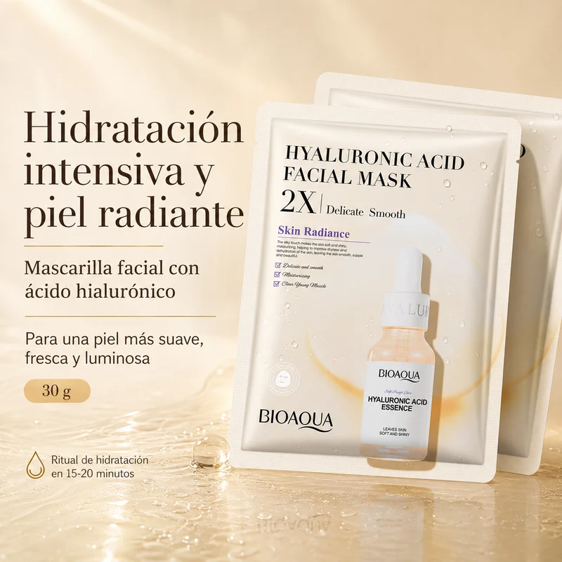 Mascarilla Facial de Ácido Hialurónico 30 g | Hidratación Intensiva y Efecto Piel Radiante