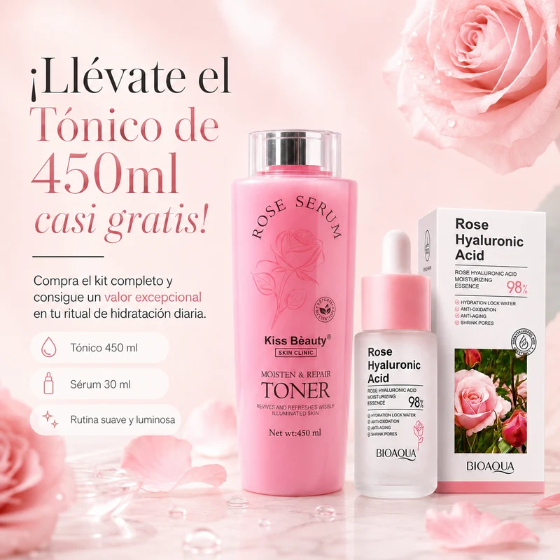 Hidratante de Rosa con Ácido Hialurónico 30 ml | Piel Suave y Luminosa