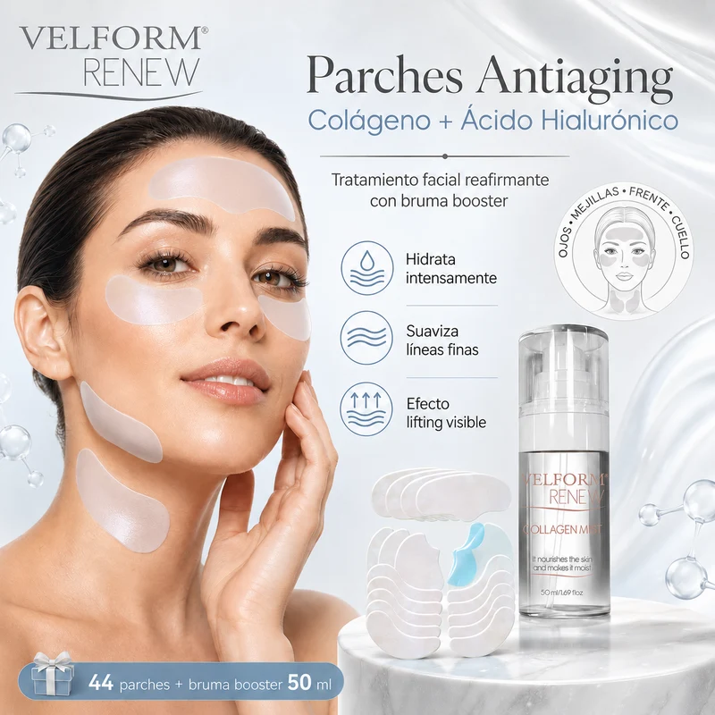 Parches Faciales Antiaging con Colágeno y Ácido Hialurónico | Tratamiento Lifting con Bruma Booster