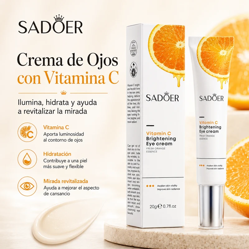 Crema de Ojos con Vitamina C 20g | Hidratación, Luminosidad y Cuidado del Contorno de Ojos