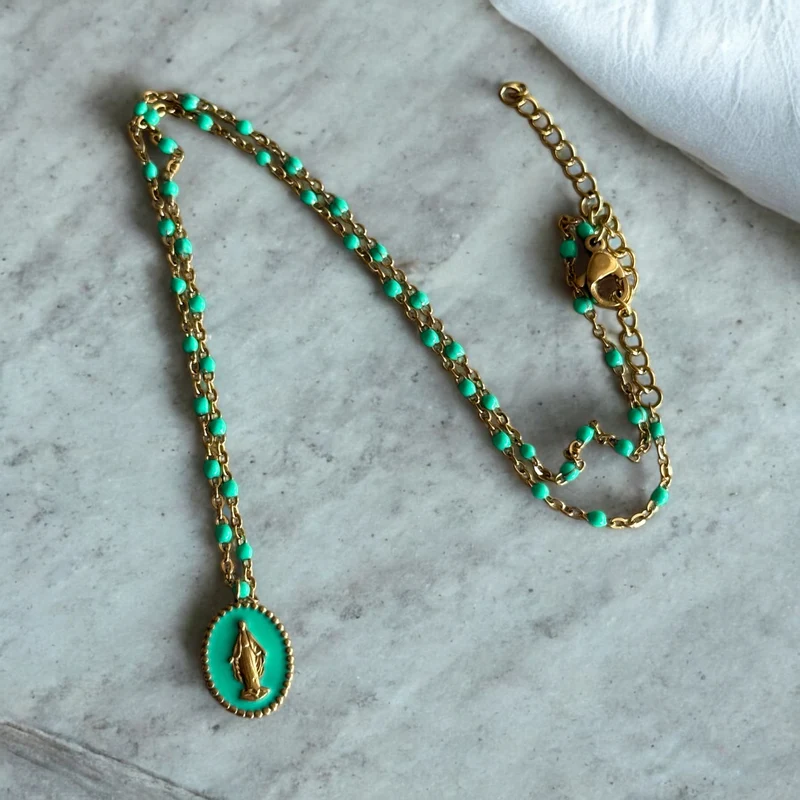 Colgante Esmaltado Milagrosa Verde