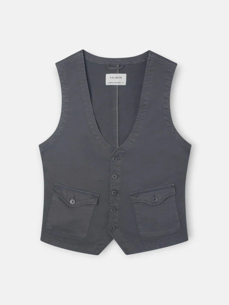 Chaleco bolsillos gris marengo