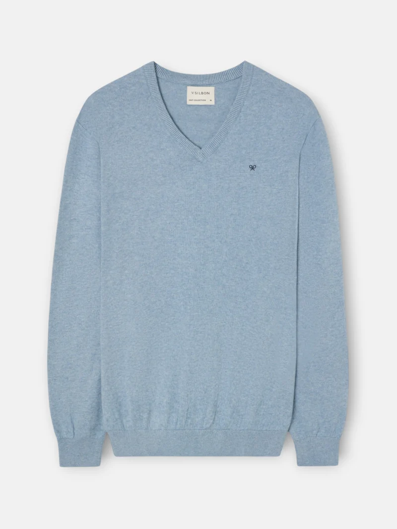Jersey cuello pico azul
