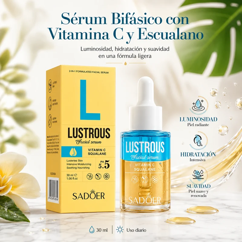 Sérum Bifásico con Vitamina C y Escualano 30 ml | Luminosidad, Hidratación y Piel Radiante