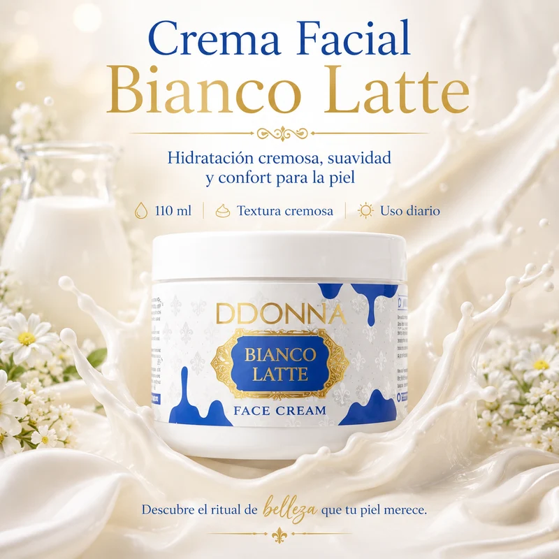 Crema Facial Hidratante D’DONNA Bianco Latte 110 ml | Textura Cremosa, Piel Suave y Aroma Lactado