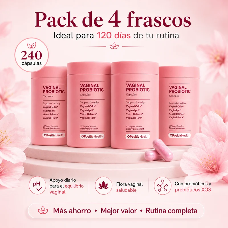 Probiótico Íntimo Femenino 60 Cápsulas Veganas | Probióticos + Prebióticos XOS para pH, Flora Vaginal y Bienestar Íntimo