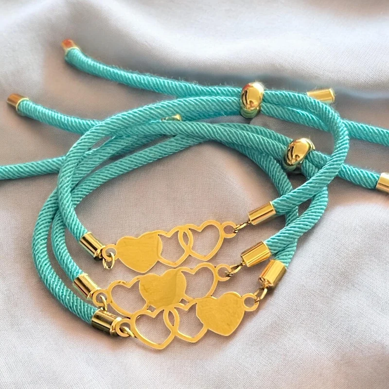 PACK 3 Pulseras Tres Corazones Acero Gold