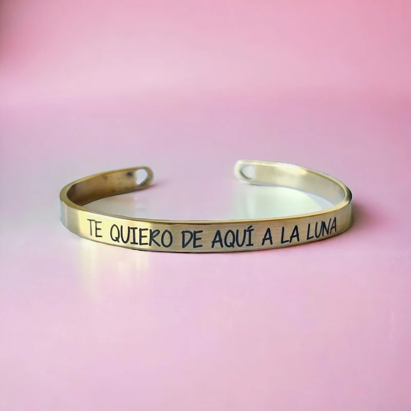 Brazalete Personalizado Baño Oro Te quiero de aquí a la luna