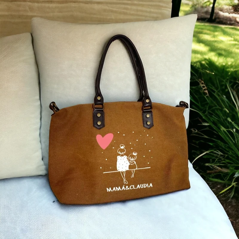 Bolso personalizado Madre e hijos Camel