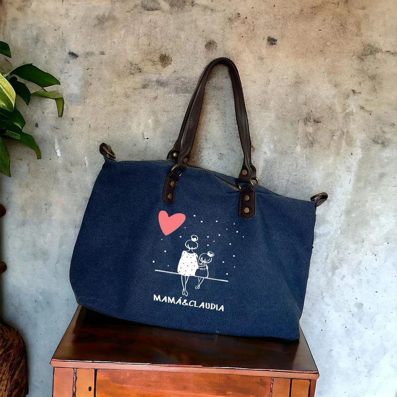 Bolso personalizado Madre e hijos Azul