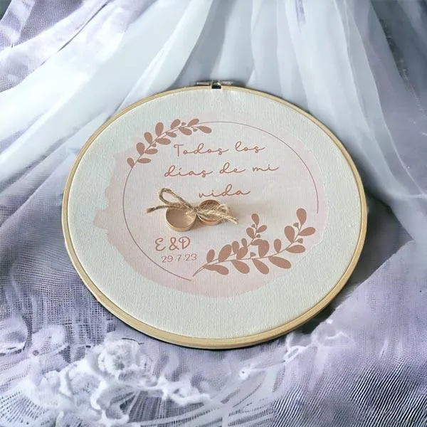Bastidor Porta Alianzas Todos los días de mi vida | Tonos rosa y beige