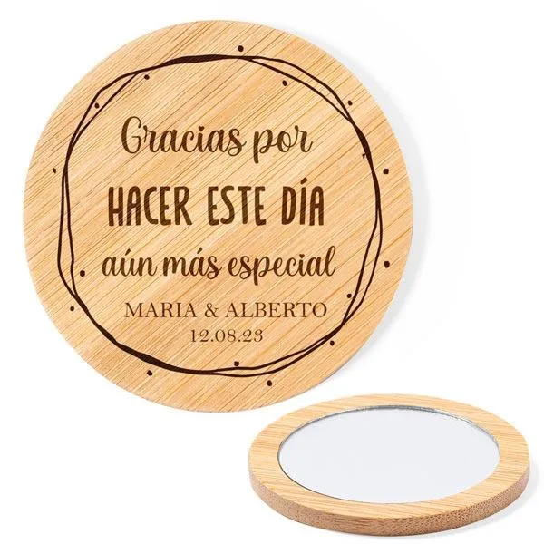 Espejo de madera Gracias
