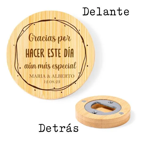 Abridor de madera Gracias