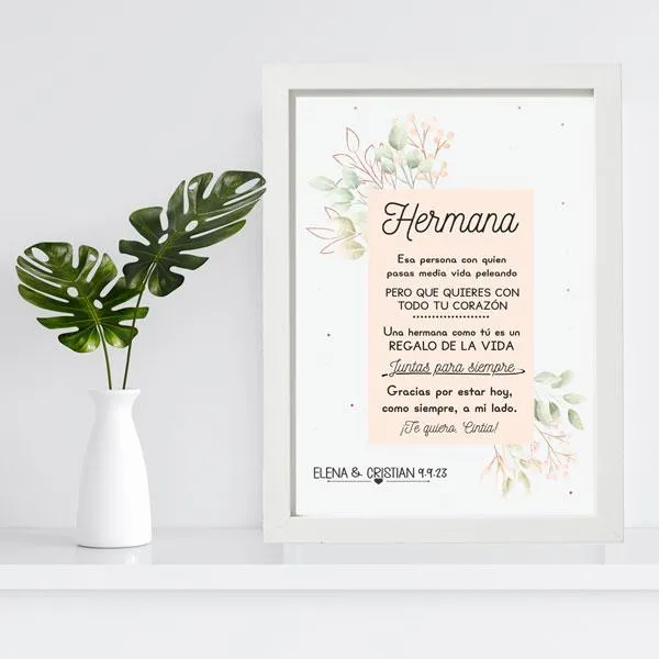 Lámina Personalizada Hermana Frases