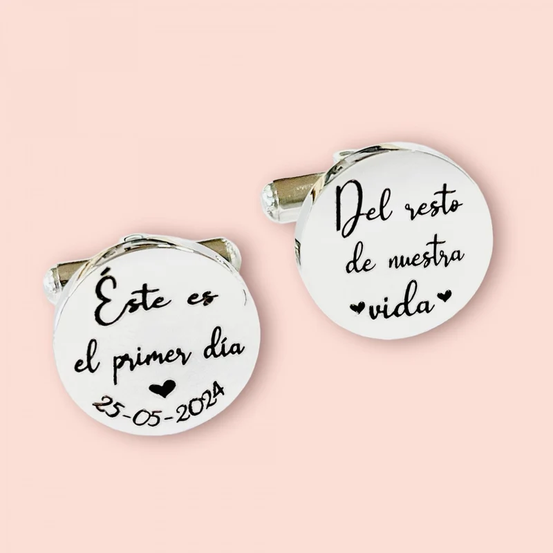 Gemelos personalizados para novio fecha boda