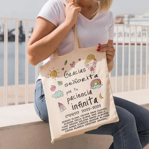 Tote Bag Personalizada nombres alumnos Gracias señorita