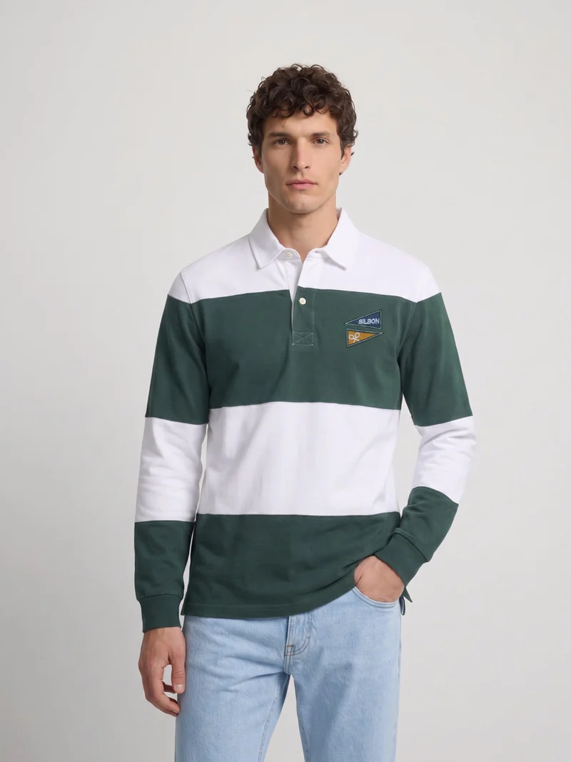 Polo clasico rugby rayas verde