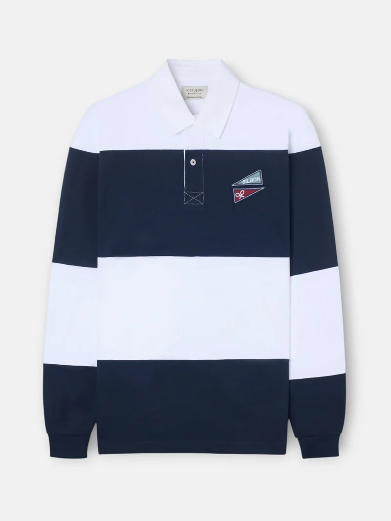 Polo clasico rugby rayas azul marino
