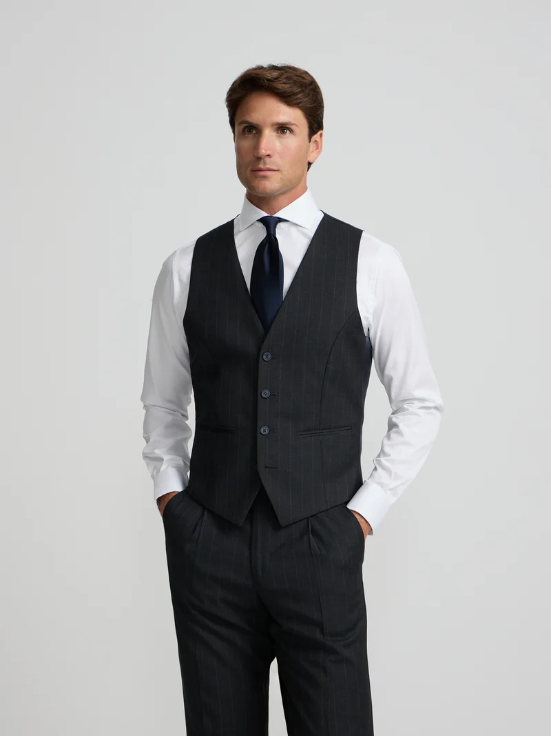 Chaleco traje raya diplomatica gris