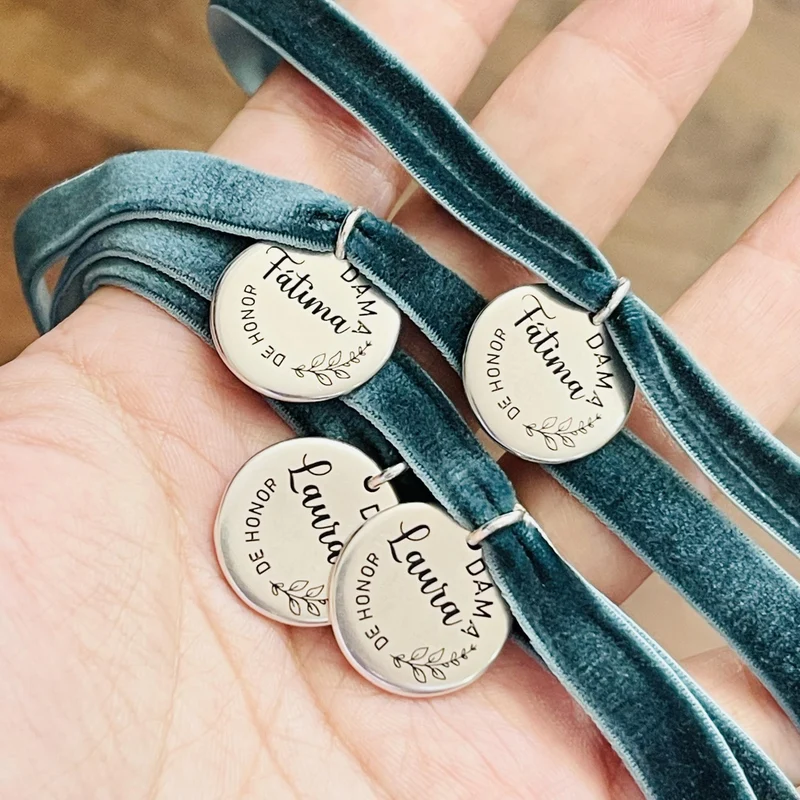 Pulsera Dama de Honor terciopelo nombre