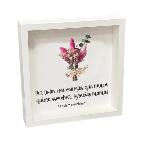Marco ramillete flores preservadas Gracias mamá