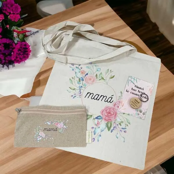 Regalo para mamá Tote Bag y neceser algodón reciclado Mamá