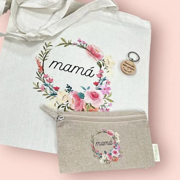 Regalo para mamá Tote Bag y neceser algodón reciclado