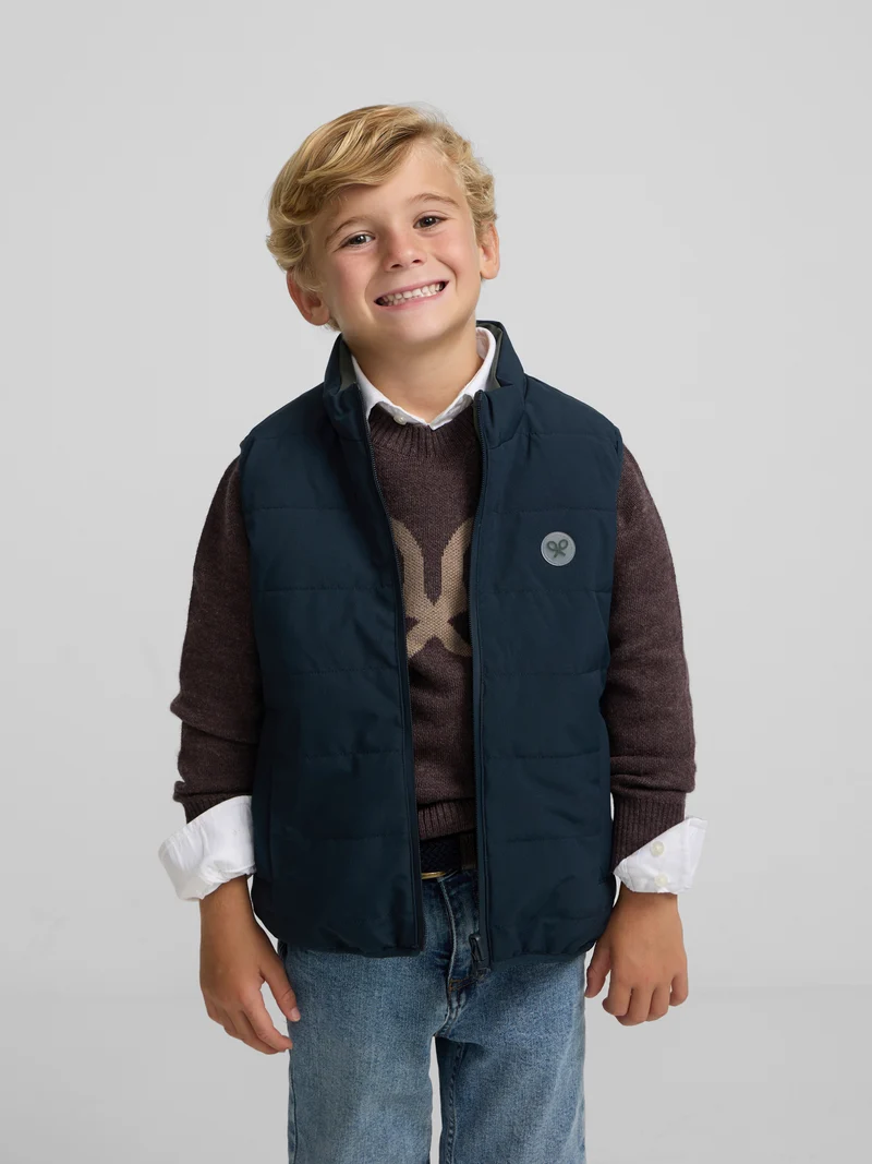 Chaleco kids reversible bolsillos verde marino