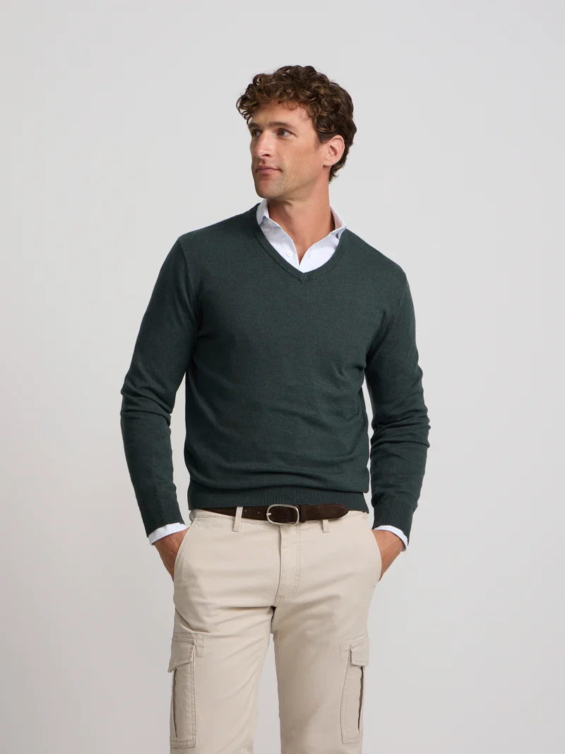 Jersey cuello pico verde