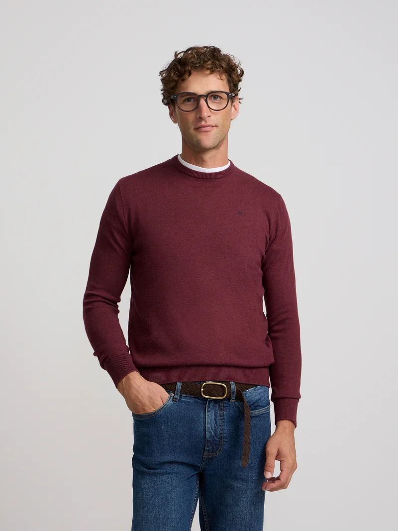 Jersey cuello redondo burdeos