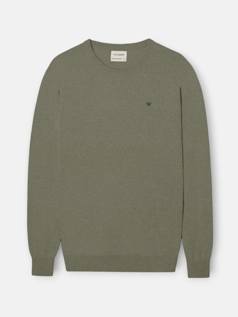 Jersey cuello redondo verde gris