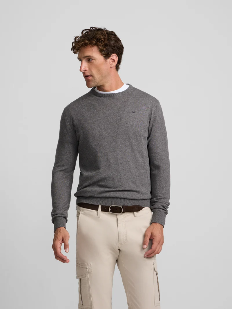 Jersey cuello redondo gris