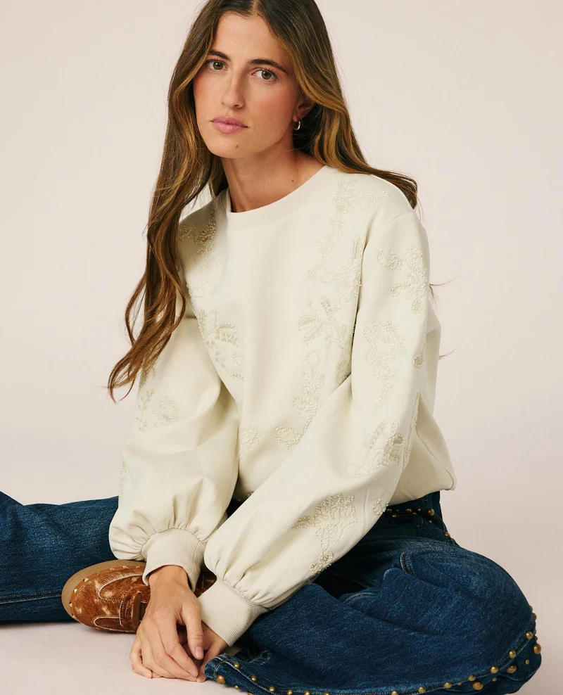 SUDADERA BORDADOS FLORALES