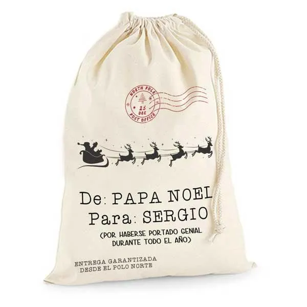 Saco Navidad Personalizado Papa Noel Silueta