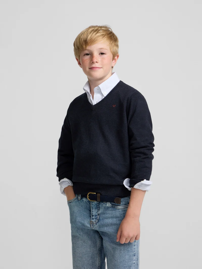 Jersey kids cuello pico marino