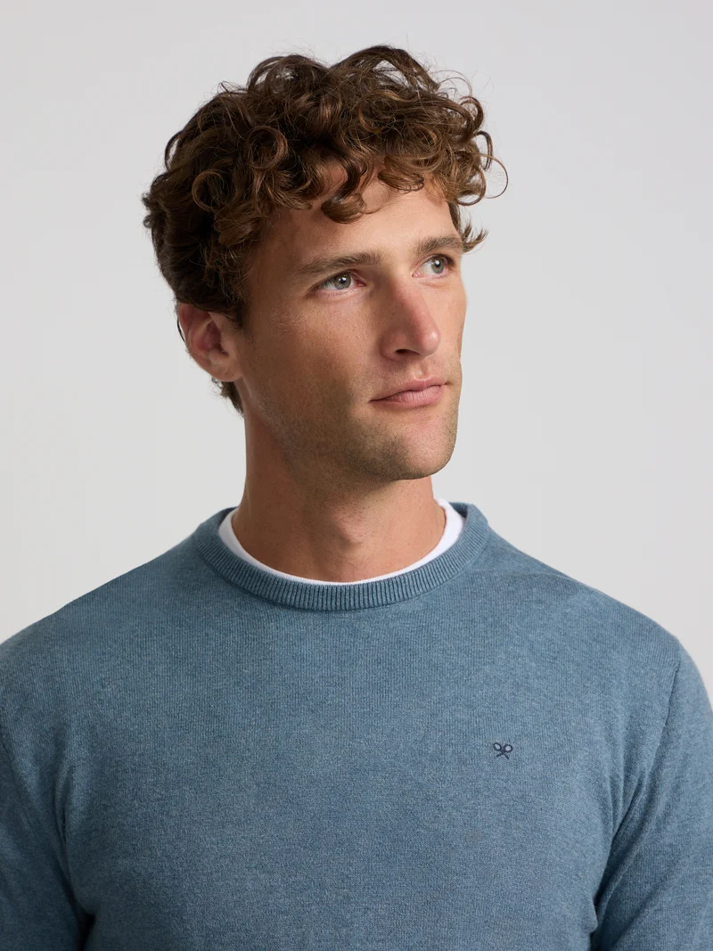 Jersey cuello redondo azul gris