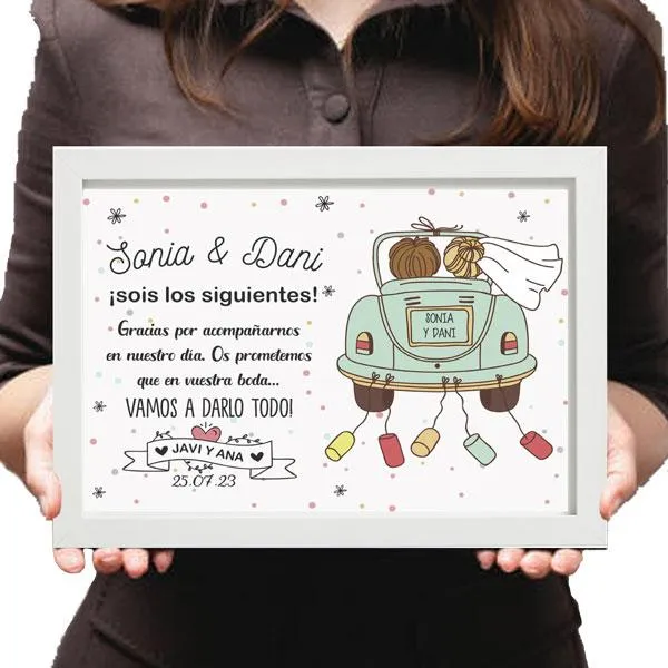 Lámina personalizada Sois los siguientes Coche novios