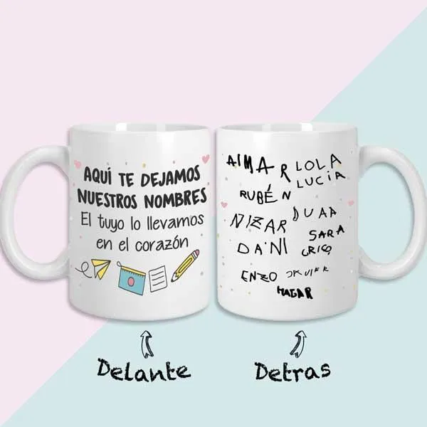Taza personalizada para profes con firmas