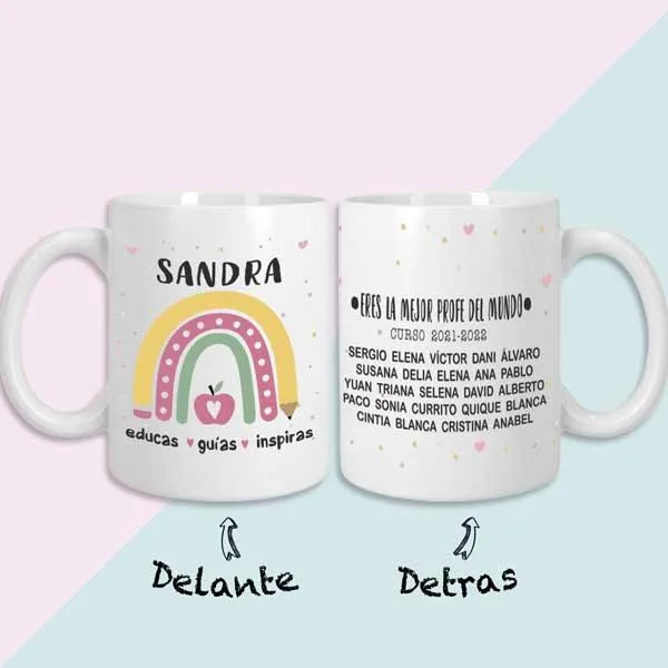 Taza personalizada profe con nombres